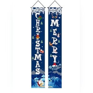 Merry Christmas Banners Christmas Decoration Couplet, Christmas blue Hanging Cl